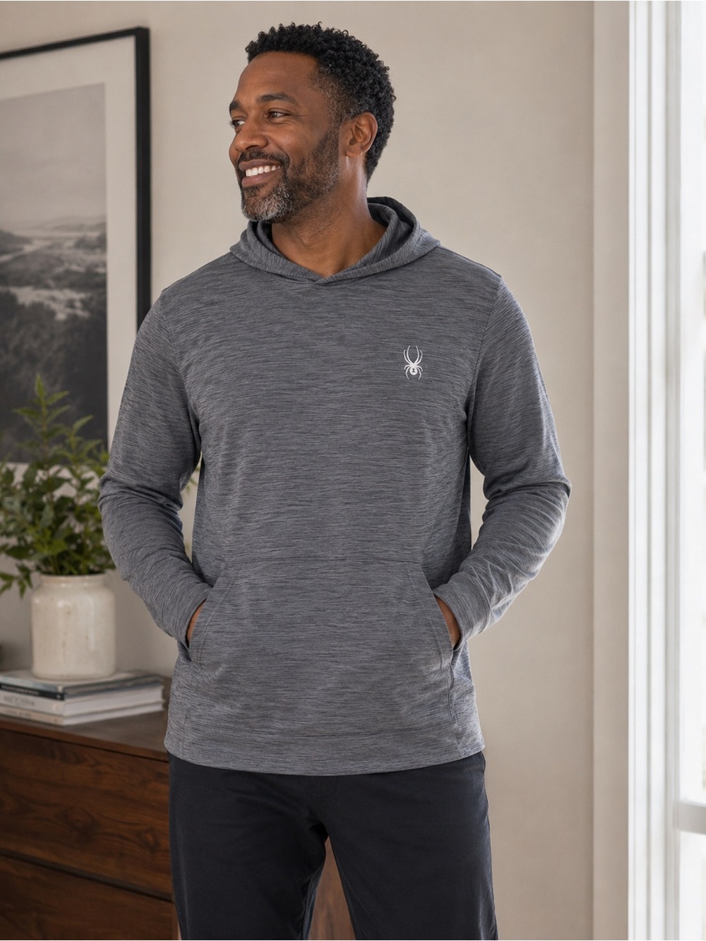 NWT Spyder Men’s Heather Gray Hooded Performance Pullover